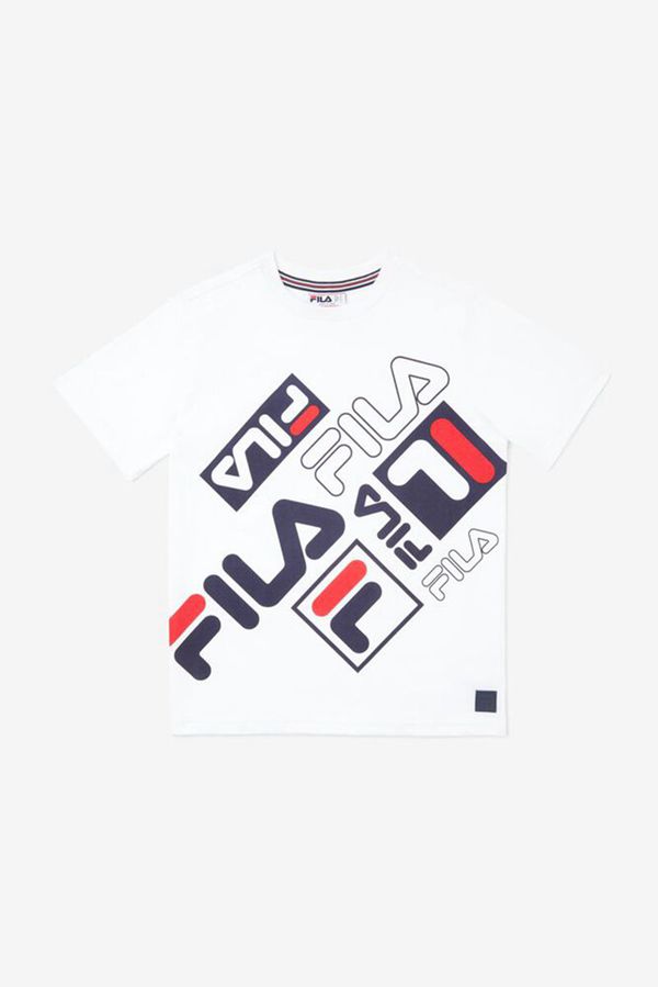 Fila Patterned Red Boy's Tee - White,NZ 309-54637